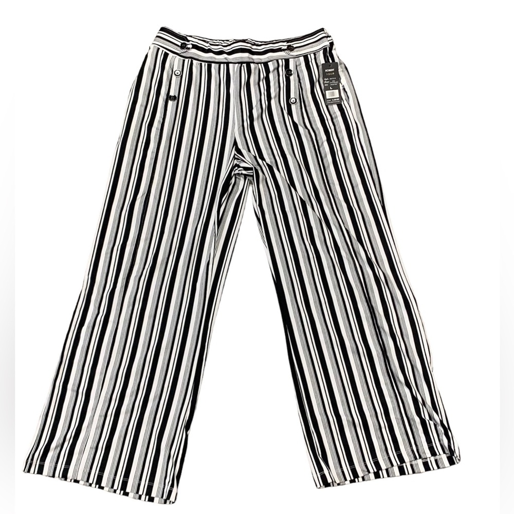 Robert Louis wide leg dress pants. Black and white stripes.